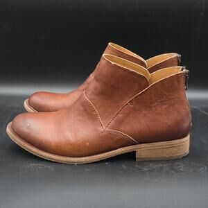 Kork-Ease Ryder Boots Leather Short Ankle Rum Brown Women's Size 6.5 Zipper Back